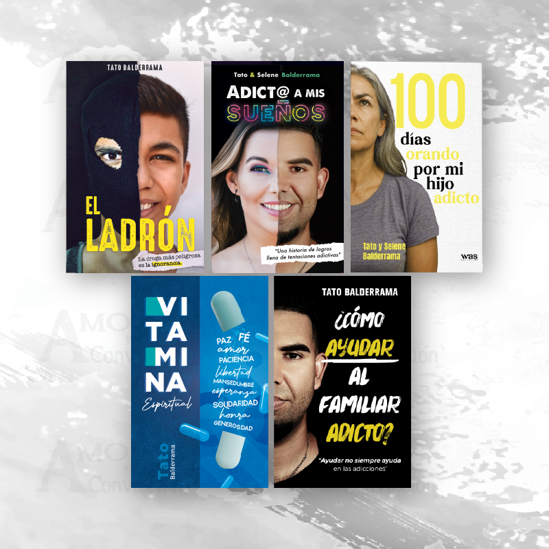 Paquete 5 libros (El ladrón, Adict@ a mis sueños, ¿cómo ayudar al familiar adicto?, Vitamina espiritual, 100 días orando por mi hijo adicto)